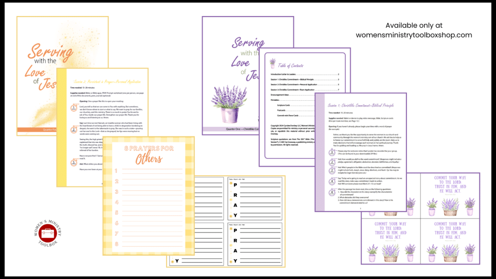 Sample images of women's ministry team devotional packets